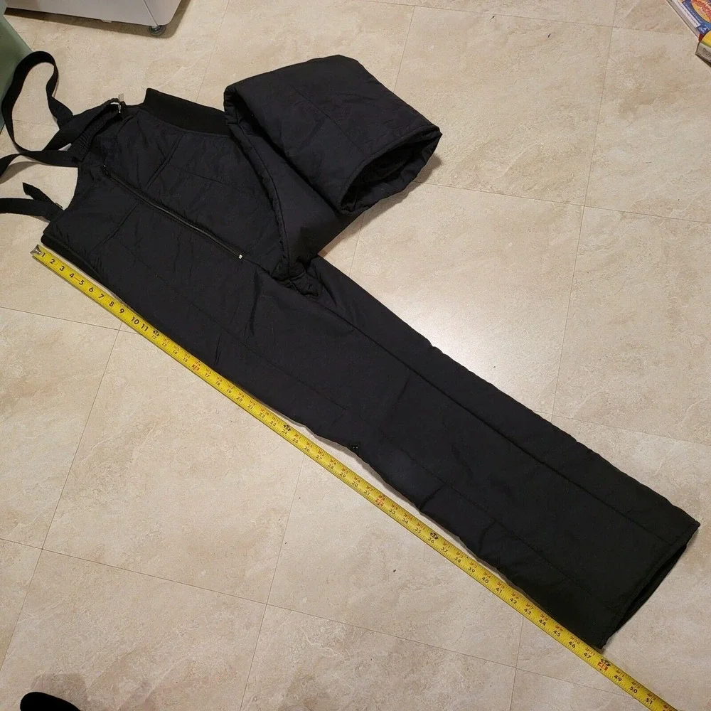 Herman's Mens M Medium Black Winter Snow‎ Ski Overall Bib Pants Suit